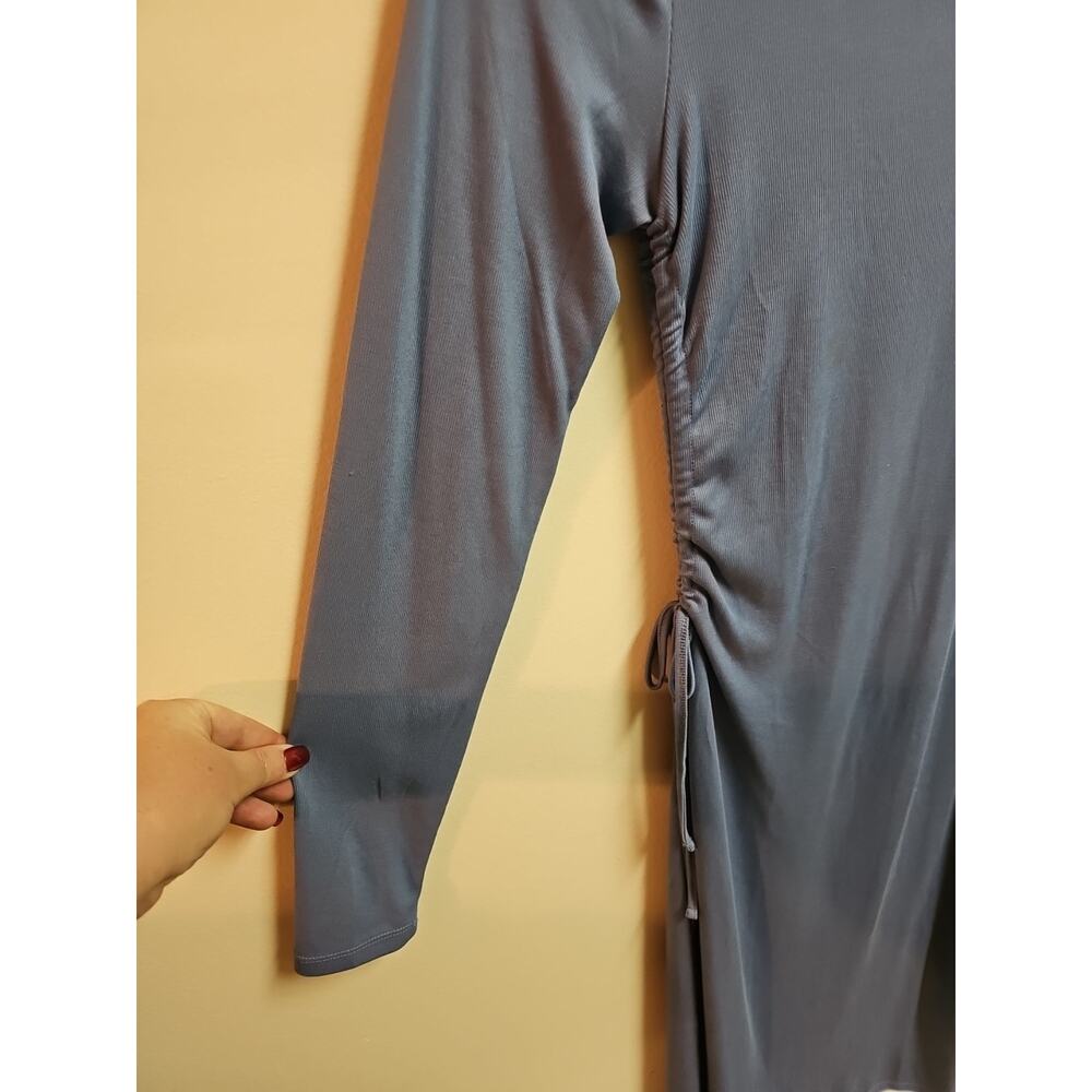 Vero Moda Slate Blue Knit Fitted Dress With Cinched Side Size S NWT - Picture 3 of 6